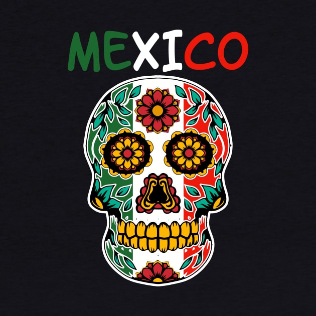 Sugar skull mexico flag Cinco de mayo by GillTee